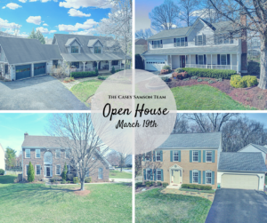 Open House Schedule, March 19th. Clockwise Lovettsville, Nestlewood, Turberville & Elliott An